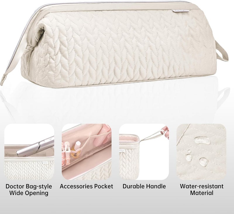 KarSyon Shark Flex Style Case for Dyson Airwrap Hair Dryer Brush Revlon Hair Tools Travel Bag Carrying Case Flat Curling Iron Organizer (Beige) - Image 5